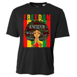 Juneteenth Free Black Melanin Queen Natural Afro Hair Cooling Performance Crew T-Shirt