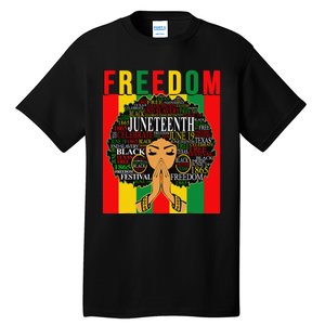 Juneteenth Free Black Melanin Queen Natural Afro Hair Tall T-Shirt