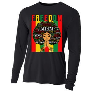 Juneteenth Free Black Melanin Queen Natural Afro Hair Cooling Performance Long Sleeve Crew