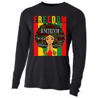 Juneteenth Free Black Melanin Queen Natural Afro Hair Cooling Performance Long Sleeve Crew