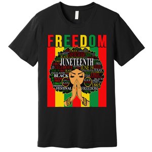 Juneteenth Free Black Melanin Queen Natural Afro Hair Premium T-Shirt