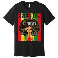 Juneteenth Free Black Melanin Queen Natural Afro Hair Premium T-Shirt