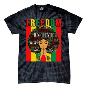 Juneteenth Free Black Melanin Queen Natural Afro Hair Tie-Dye T-Shirt