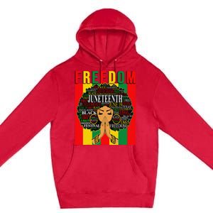 Juneteenth Free Black Melanin Queen Natural Afro Hair Premium Pullover Hoodie