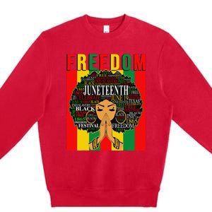 Juneteenth Free Black Melanin Queen Natural Afro Hair Premium Crewneck Sweatshirt