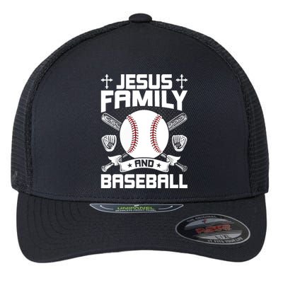 Jesus, Family & Baseball Lover Flexfit Unipanel Trucker Cap