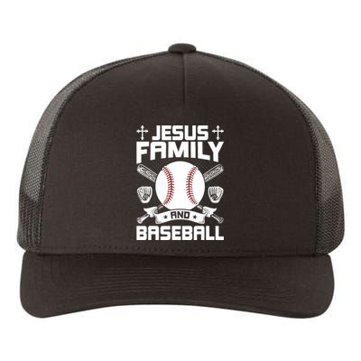 Jesus, Family & Baseball Lover Yupoong Adult 5-Panel Trucker Hat