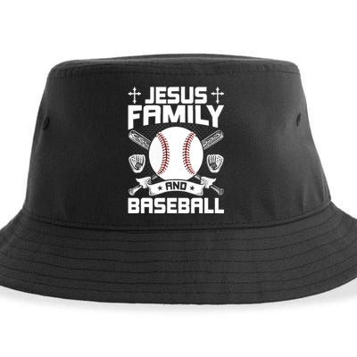 Jesus, Family & Baseball Lover Sustainable Bucket Hat