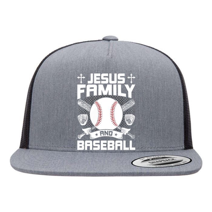 Jesus, Family & Baseball Lover Flat Bill Trucker Hat