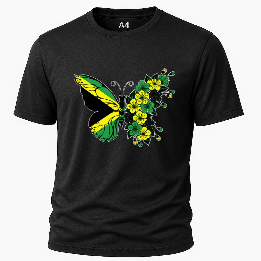 Jamaican Flag Butterfly Gift Jamaica Patriotic Great Gift Cooling Performance Crew T-Shirt