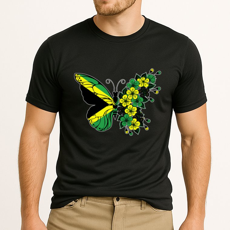 Jamaican Flag Butterfly Gift Jamaica Patriotic Great Gift Cooling Performance Crew T-Shirt