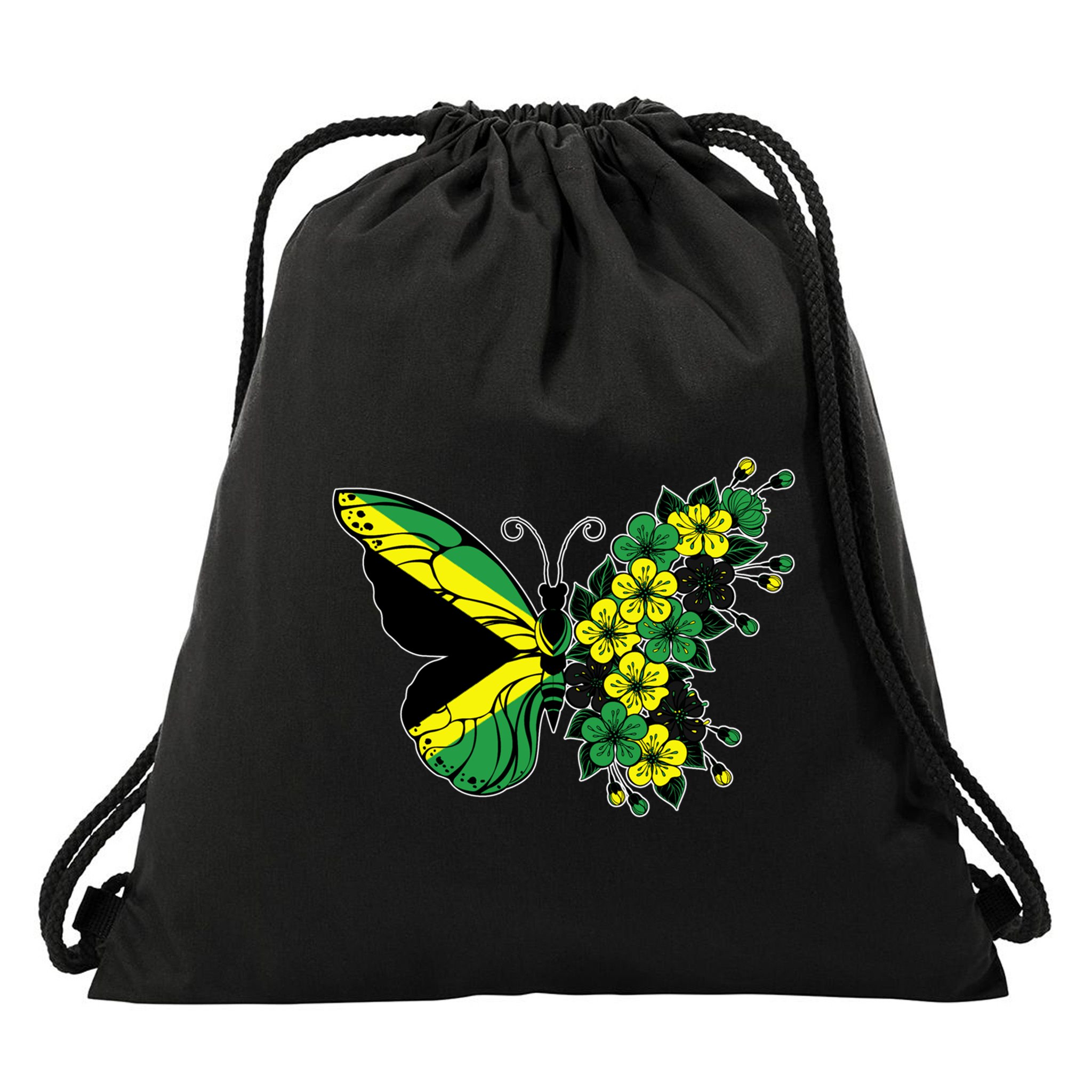 Jamaican Flag Butterfly Gift Jamaica Patriotic Great Gift Drawstring Bag