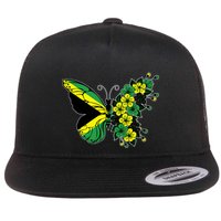 Jamaican Flag Butterfly Gift Jamaica Patriotic Great Gift Flatbill Hat