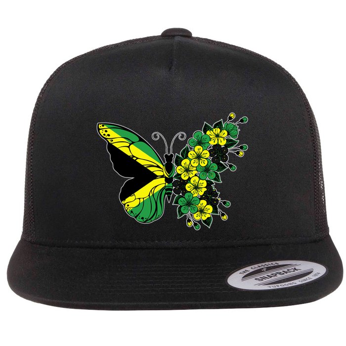Jamaican Flag Butterfly Gift Jamaica Patriotic Great Gift Flatbill Hat
