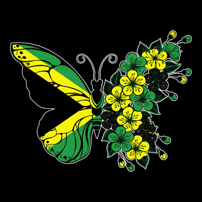 Jamaican Flag Butterfly Gift Jamaica Patriotic Great Gift Flatbill Hat