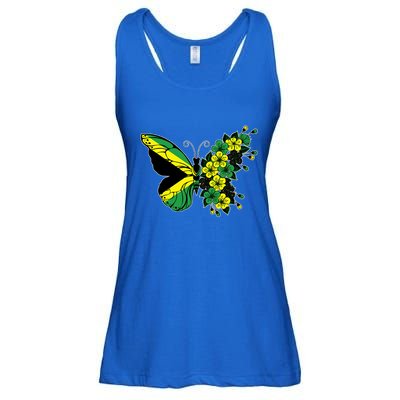 Jamaican Flag Butterfly Gift Jamaica Patriotic Great Gift Ladies Essential Flowy Tank