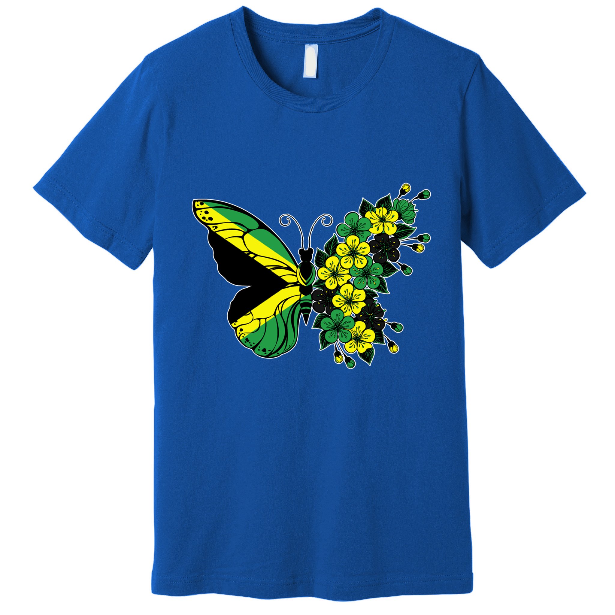 Jamaican Flag Butterfly Gift Jamaica Patriotic Great Gift Premium T-Shirt