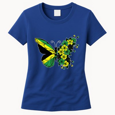 Jamaican Flag Butterfly Gift Jamaica Patriotic Great Gift Womens T-Shirt