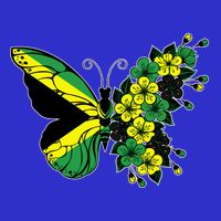 Jamaican Flag Butterfly Gift Jamaica Patriotic Great Gift Women's V-Neck T-Shirt