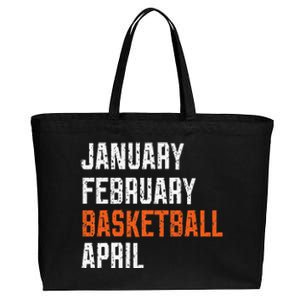 January February Basketball April Cotton Canvas Jumbo Tote