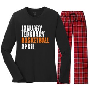 January February Basketball April Madness Women's Long Sleeve Flannel Pajama Set 