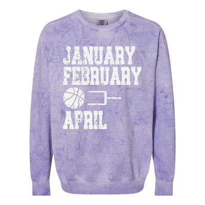 January February Basketball April Funny Basketball Season Colorblast Crewneck Sweatshirt