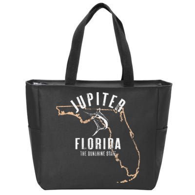 Jupiter Florida Beach Fl Retro Vintage Beach Front & Back Zip Tote Bag