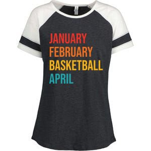 January February Basketball April Funny Retro Apparel Enza Ladies Jersey Colorblock Tee