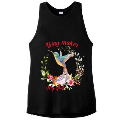 Jesus Flower Butterfly Hummingbird Faith Christian God Ladies PosiCharge Tri-Blend Wicking Tank
