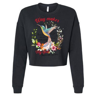 Jesus Flower Butterfly Hummingbird Faith Christian God Cropped Pullover Crew