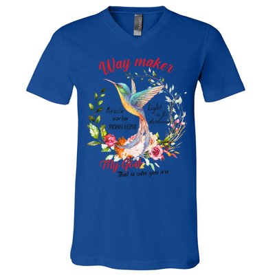 Jesus Flower Butterfly Hummingbird Faith Christian God V-Neck T-Shirt