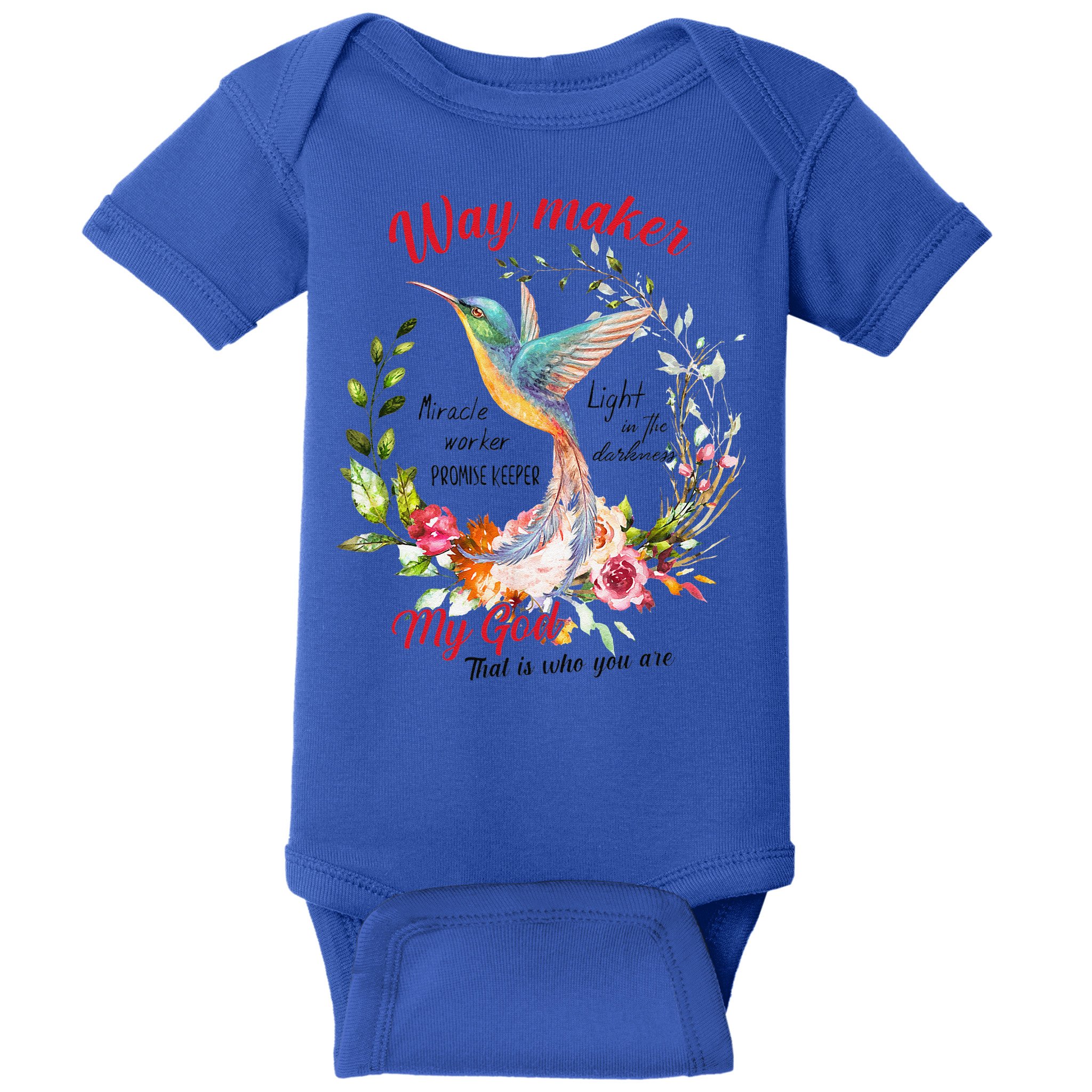 Jesus Flower Butterfly Hummingbird Faith Christian God Baby Bodysuit