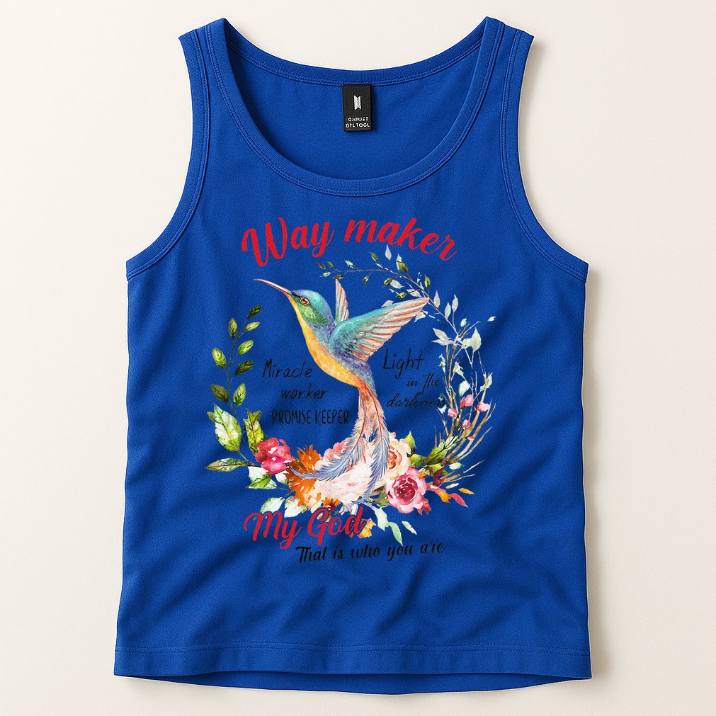 Jesus Flower Butterfly Hummingbird Faith Christian God Tank Top