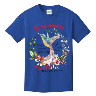 Jesus Flower Butterfly Hummingbird Faith Christian God Kids T-Shirt