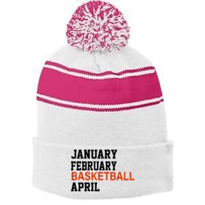 January February Basketball April Madness College Stripe Pom Pom Beanie