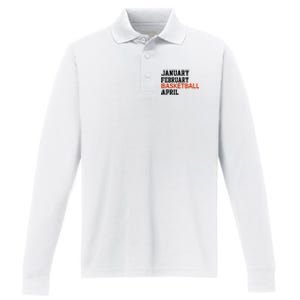 January February Basketball April Madness College Performance Long Sleeve Polo