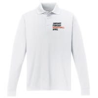 January February Basketball April Madness College Performance Long Sleeve Polo