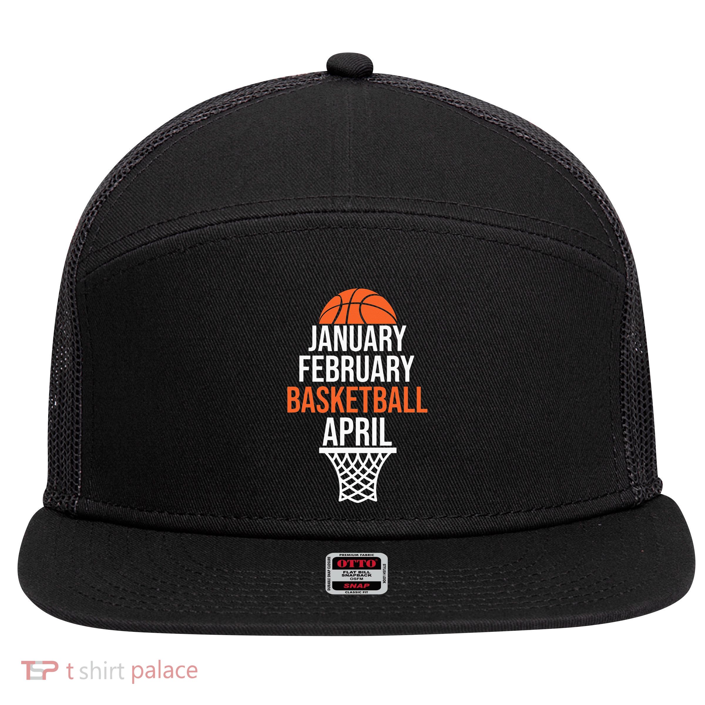 January February Basketball April March College Basketball 7 Panel Mesh Trucker Snapback Hat