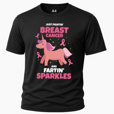 Just Fightin Breast Cancer And Fartin Sparkles Unicorn Funny Performance Shirt