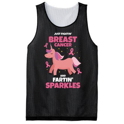 Just Fightin Breast Cancer And Fartin Sparkles Unicorn Funny Mesh Reversible Basketball Jersey Tank