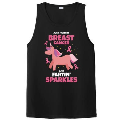 Just Fightin Breast Cancer And Fartin Sparkles Unicorn Funny PosiCharge Competitor Tank