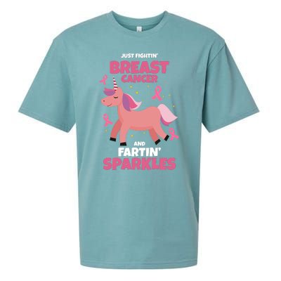 Just Fightin Breast Cancer And Fartin Sparkles Unicorn Funny Sueded Cloud Jersey T-Shirt