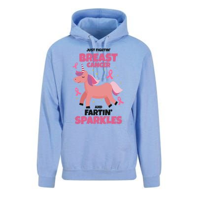 Just Fightin Breast Cancer And Fartin Sparkles Unicorn Funny Unisex Surf Hoodie