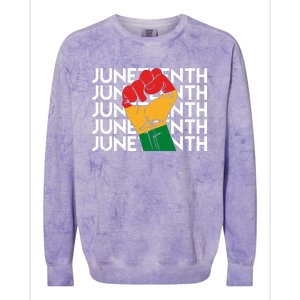 Juneteenth Fist Black Pride Colorblast Crewneck Sweatshirt