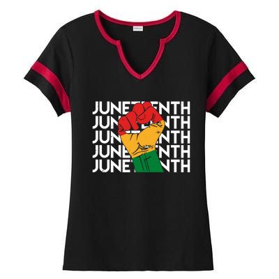 Juneteenth Fist Black Pride Ladies Halftime Notch Neck Tee