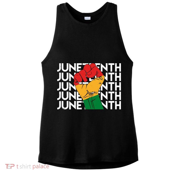 Juneteenth Fist Black Pride Ladies PosiCharge Tri-Blend Wicking Tank
