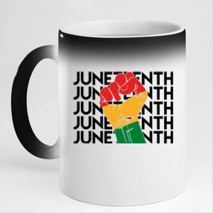 Juneteenth Fist Black Pride 11oz Black Color Changing Mug