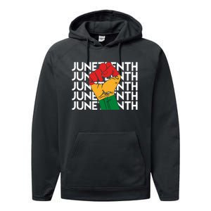 Juneteenth Fist Black Pride Performance Fleece Hoodie