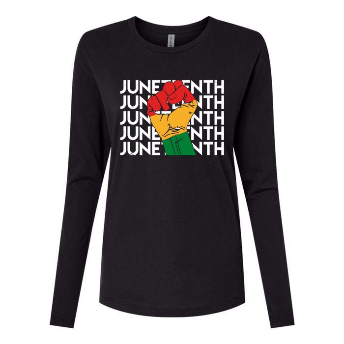 Juneteenth Fist Black Pride Womens Cotton Relaxed Long Sleeve T-Shirt