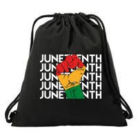 Juneteenth Fist Black Pride Drawstring Bag